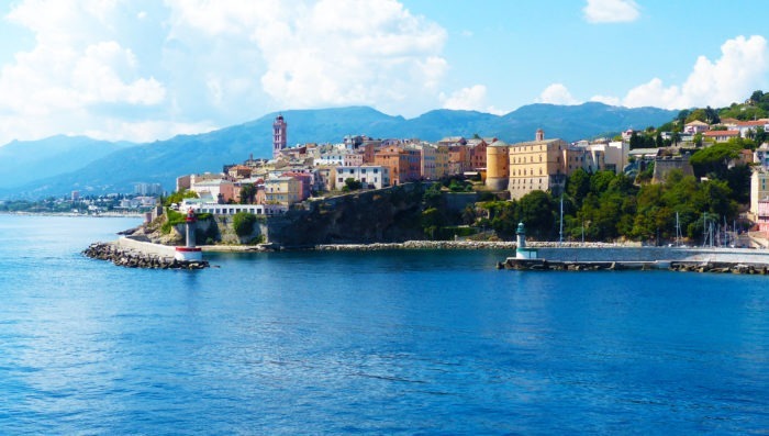 Bastia beach and town in Corsica