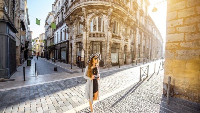 girl traveling in bordeaux, france