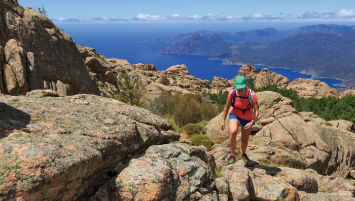 Woman hiking in Corsica